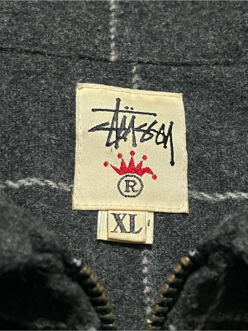90s Stussy vintage full zip shirt jacket men’s size XL made in USA plaid Wool - Picture 3 of 13